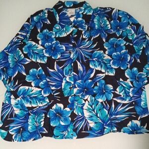 Island Print Shirt Jacket 3X